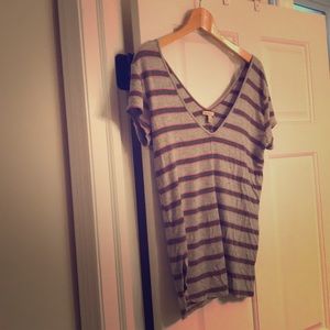 Gray pink and gray striped summer tee